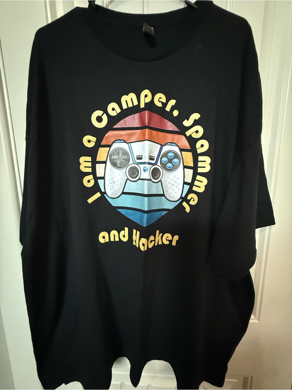 Black Gamer Graphic Tee with Retro Controller Design Sz 4XL